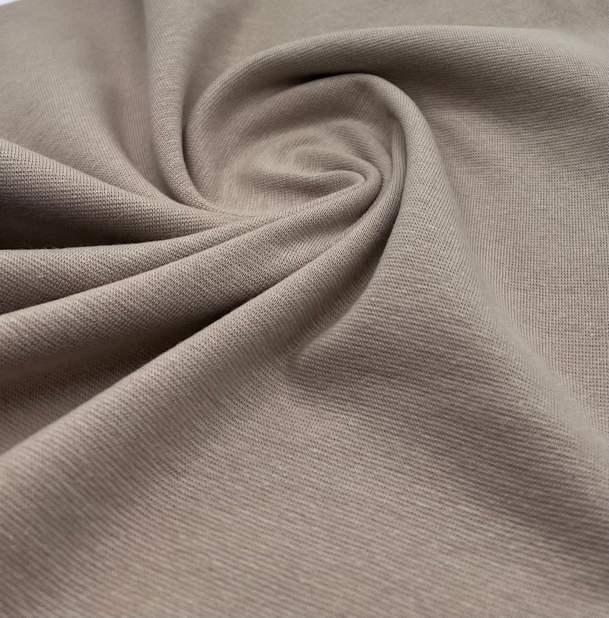 Beige Jersey Cuffing Ribbing Fabric 270 GSM Cotton Knit 70cm Wide