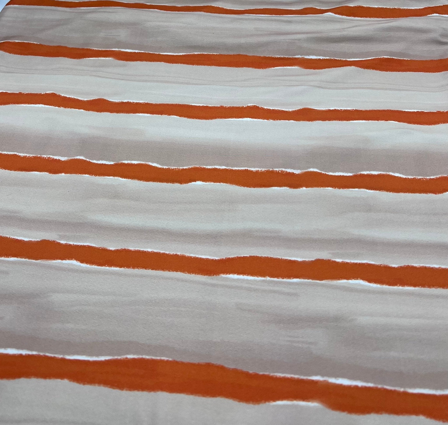 Beige Orange Stripe ITY Fabric