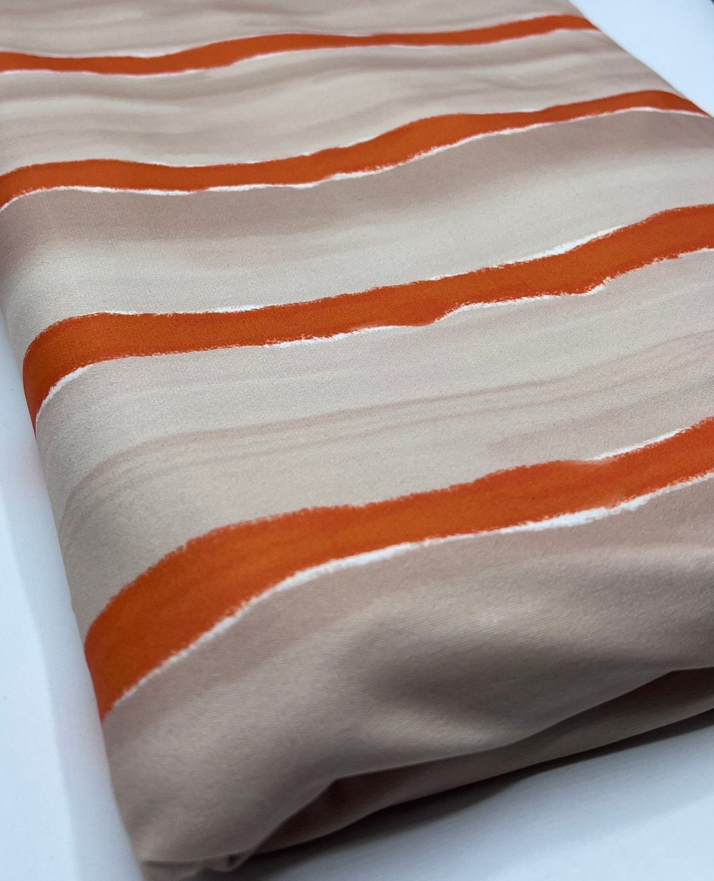 Beige Orange Stripe ITY Fabric