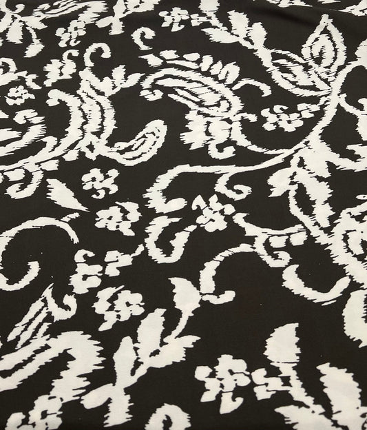 Beige Print Floral Print ITY Fabric 2 Way Stretch