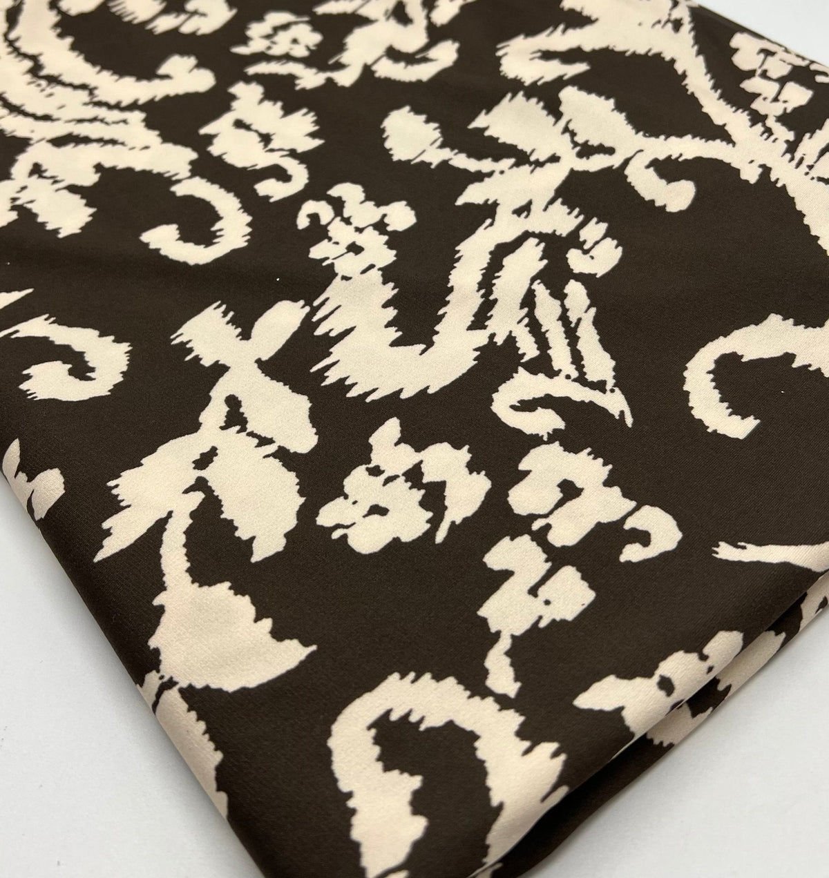 Beige Print Floral Print ITY Fabric 2 Way Stretch