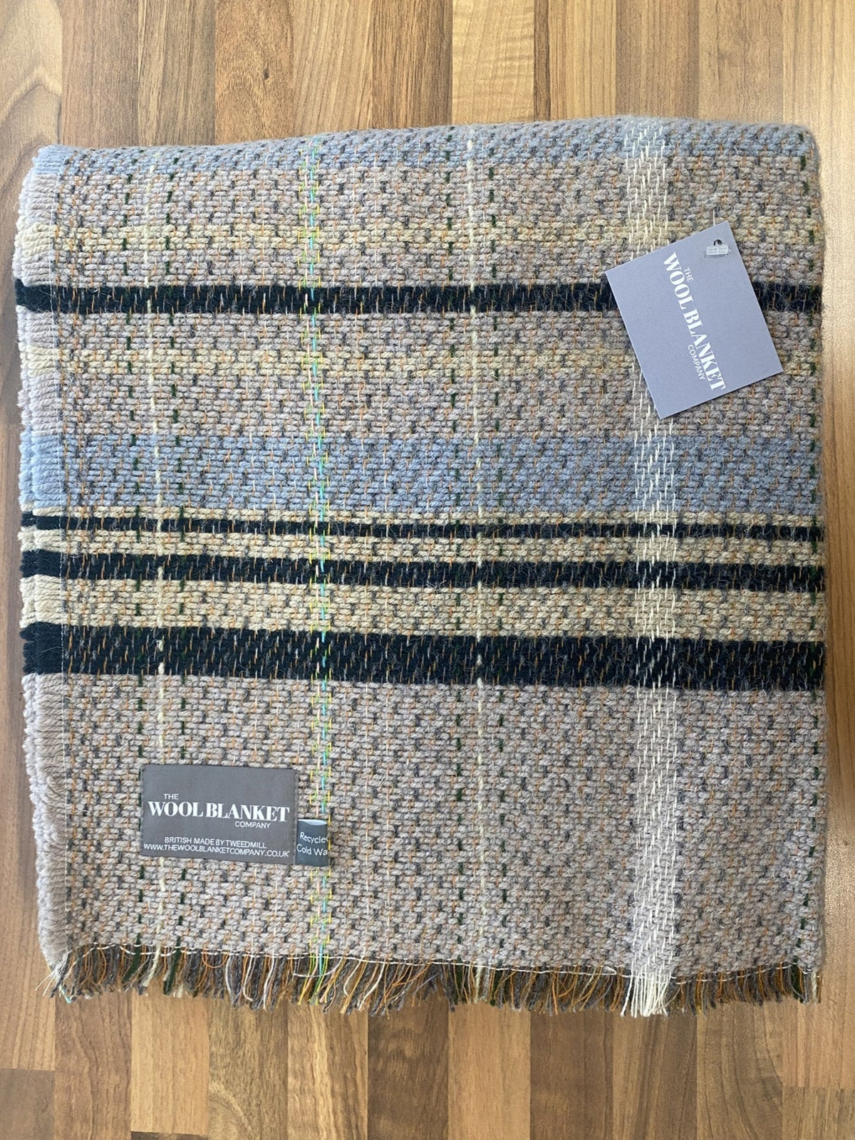 Large Checked Random Recycled Wool Blanket