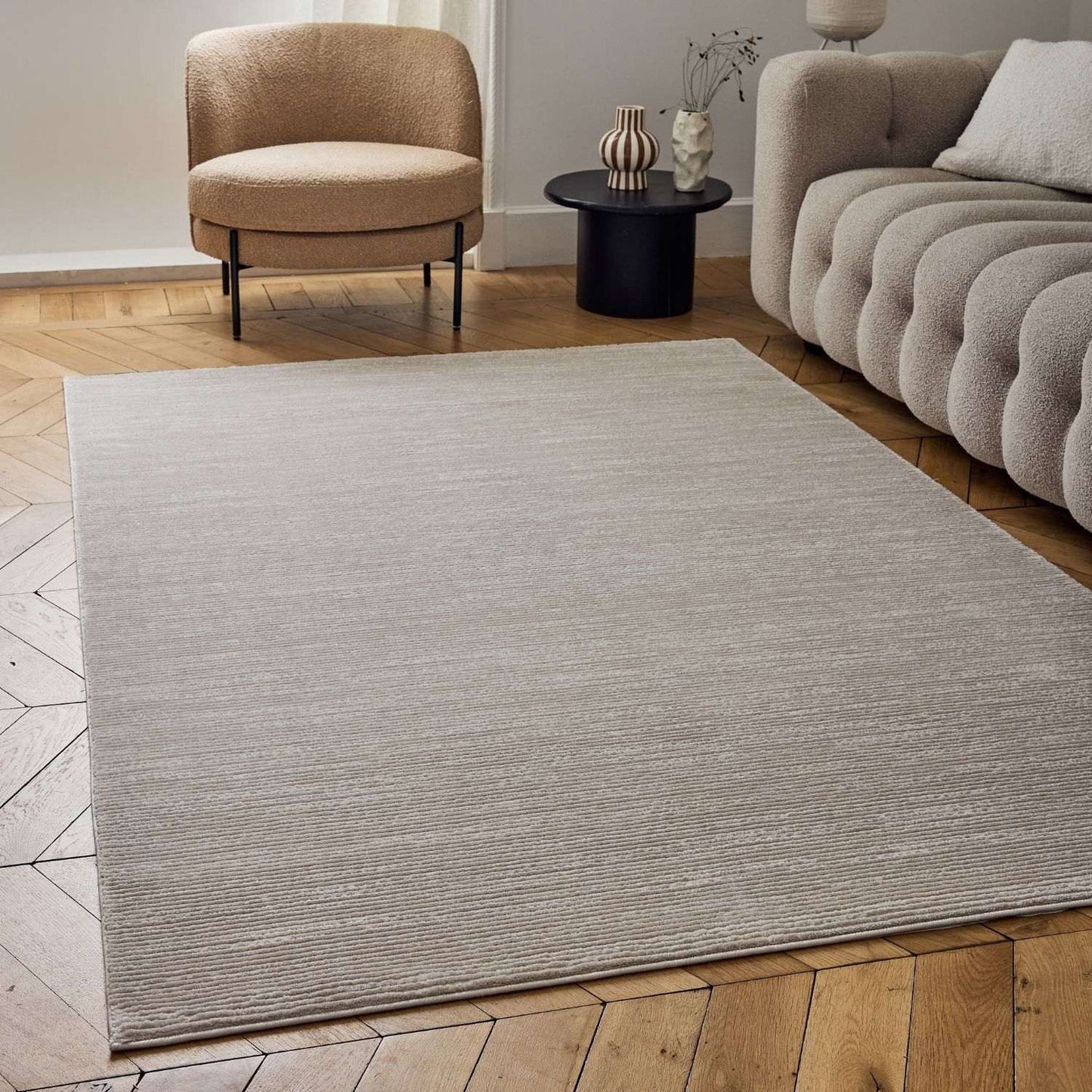 Carmel Beige-Cream Striped Rug | 6020