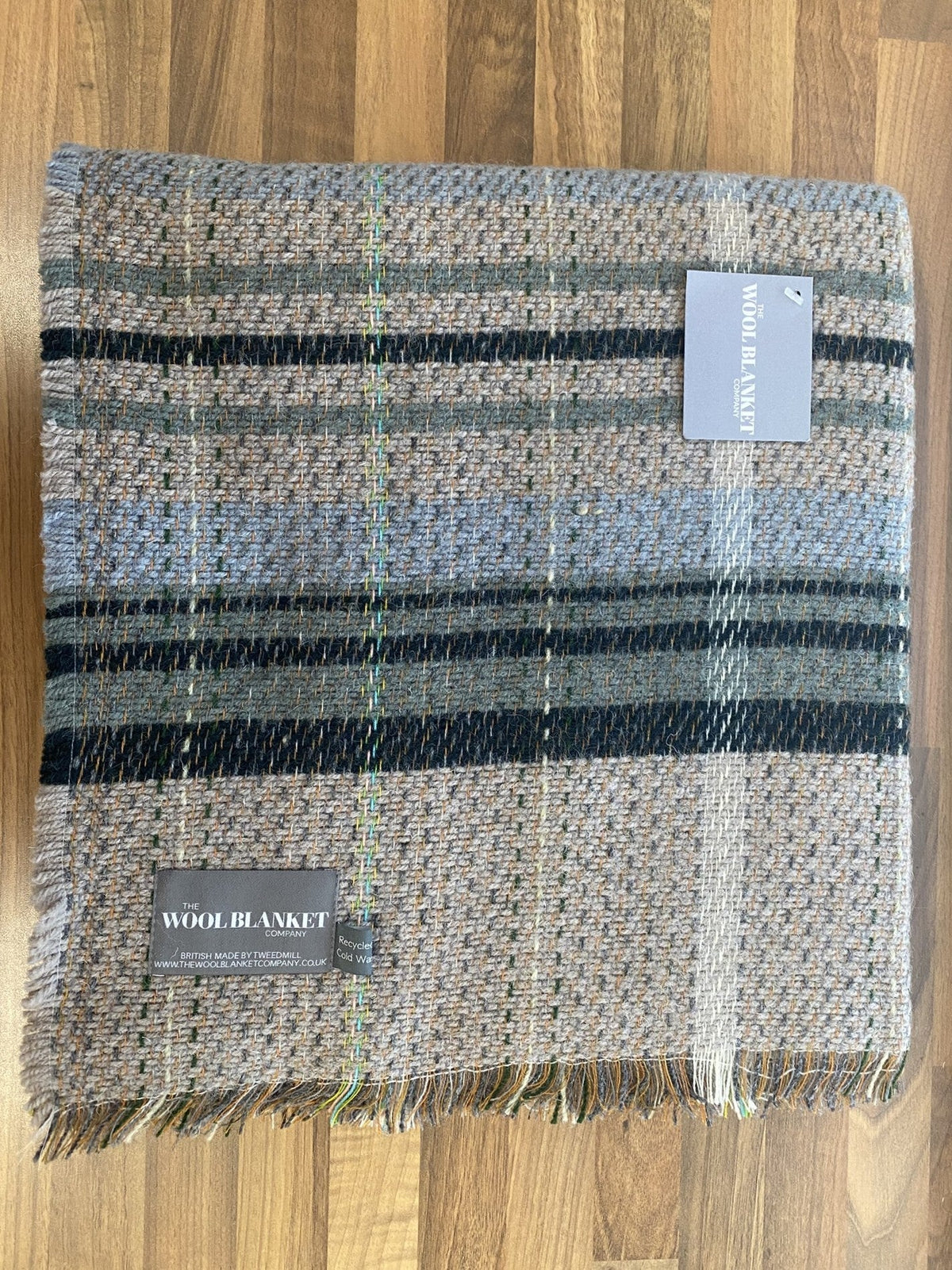 Large Checked Random Recycled Wool Blanket