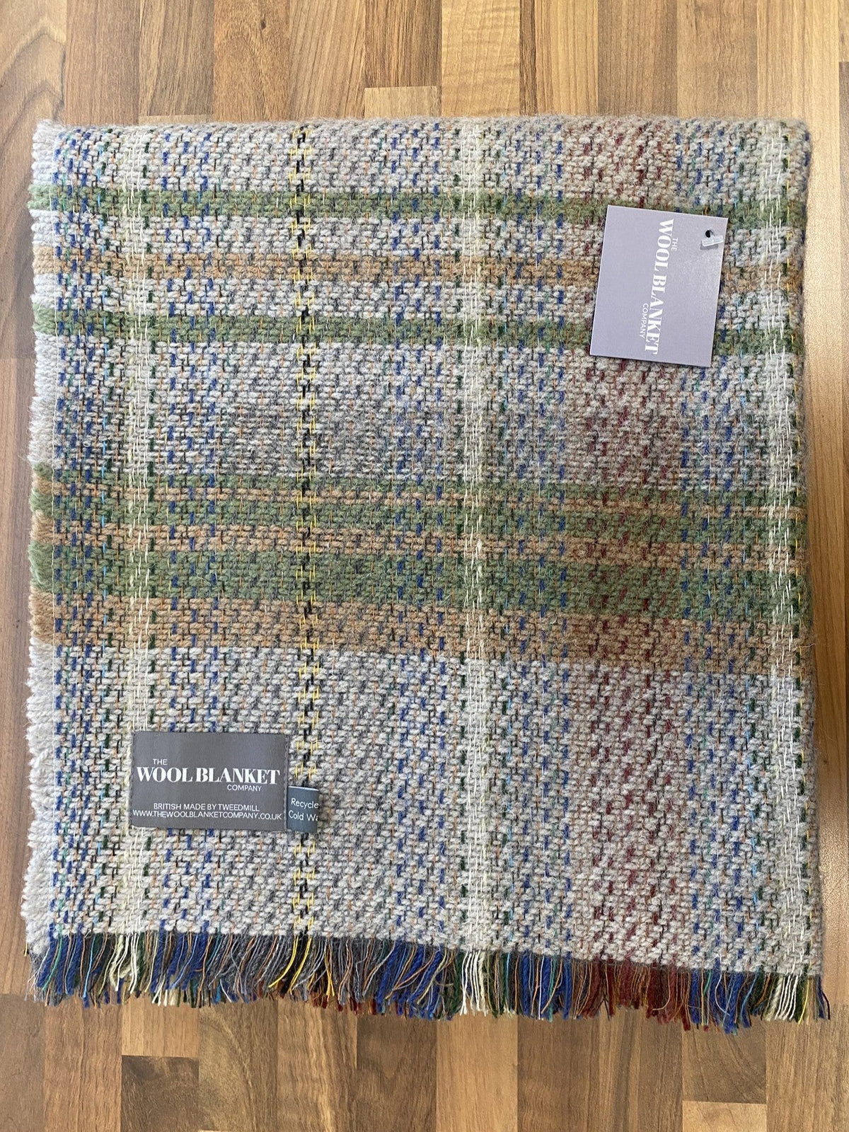 Large Checked Random Recycled Wool Blanket