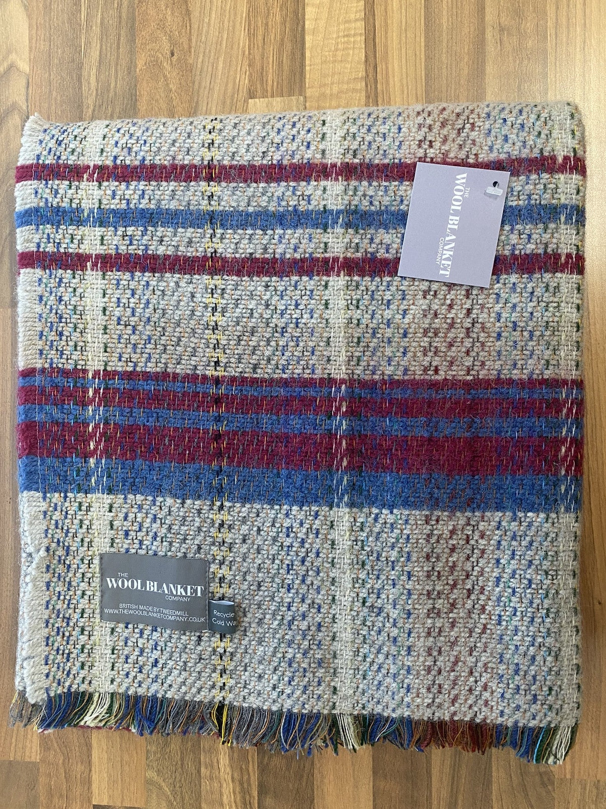 Large Checked Random Recycled Wool Blanket