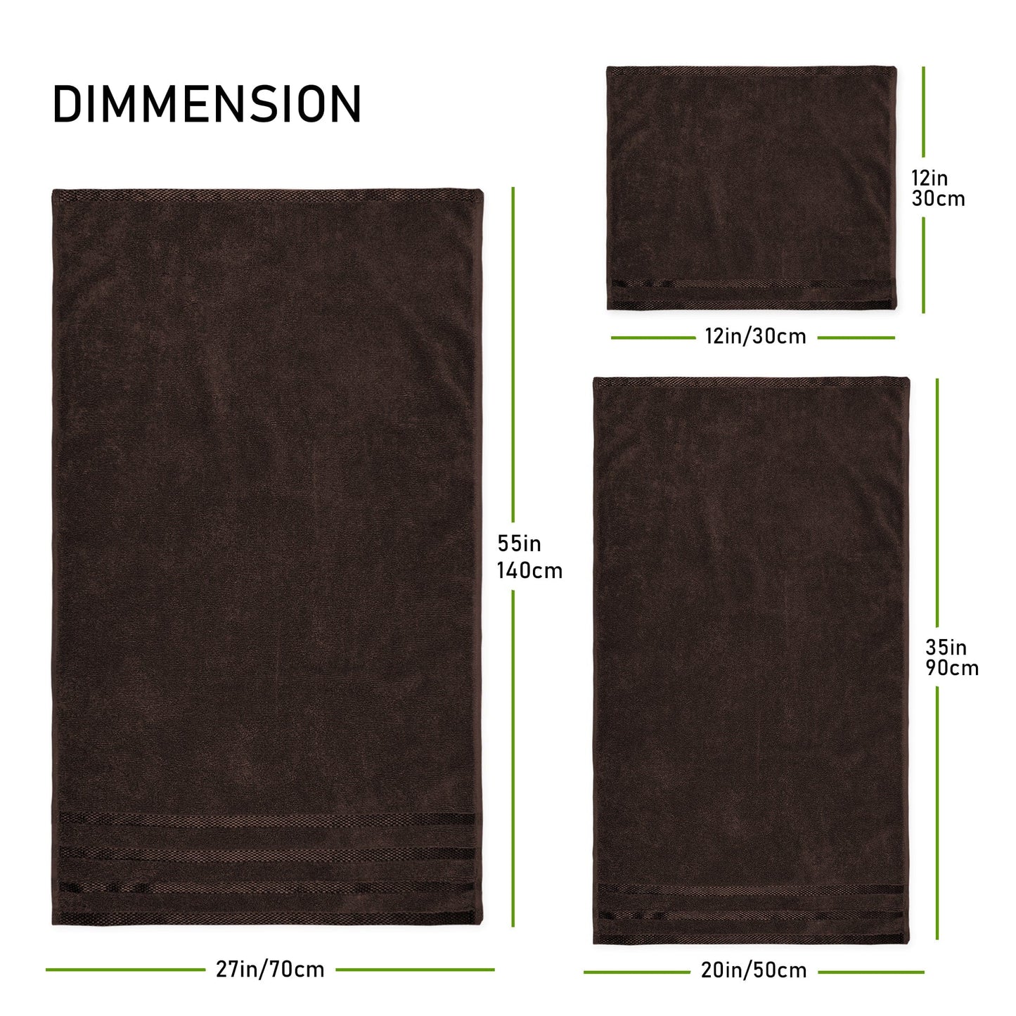 Belmont Viscose Stripe Brown Towels 100% Cotton Hotel Quality Super Absorbent 10 Piece Bale Set, 4 Hand Towel & 12 Face Cloths by OLIVIA ROCCO