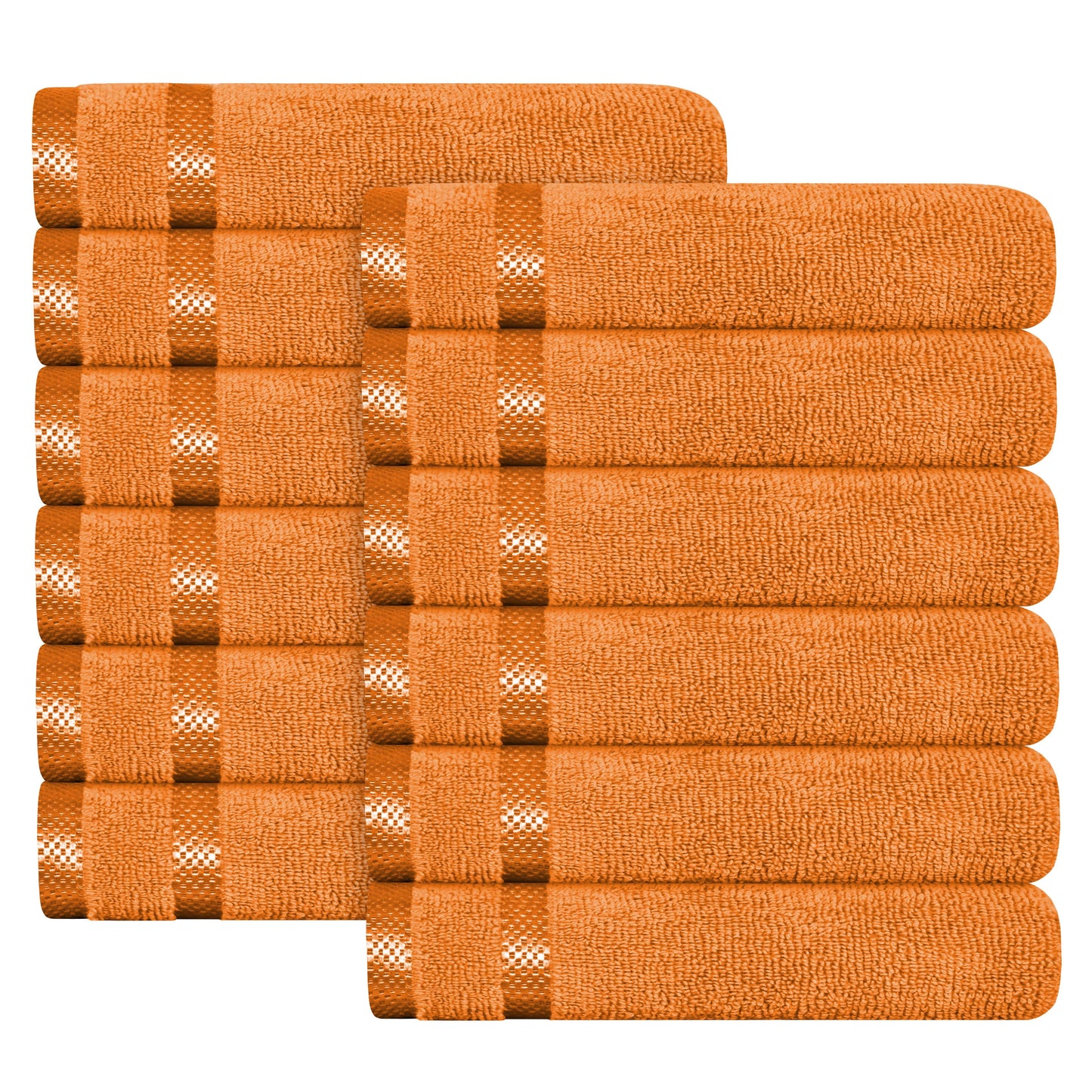 Belmont Viscose Stripe Orange Towels 100% Cotton Hotel Quality Super Absorbent 10 Piece Bale Set, 4 Hand Towel & 12 Face Cloths by OLIVIA ROCCO
