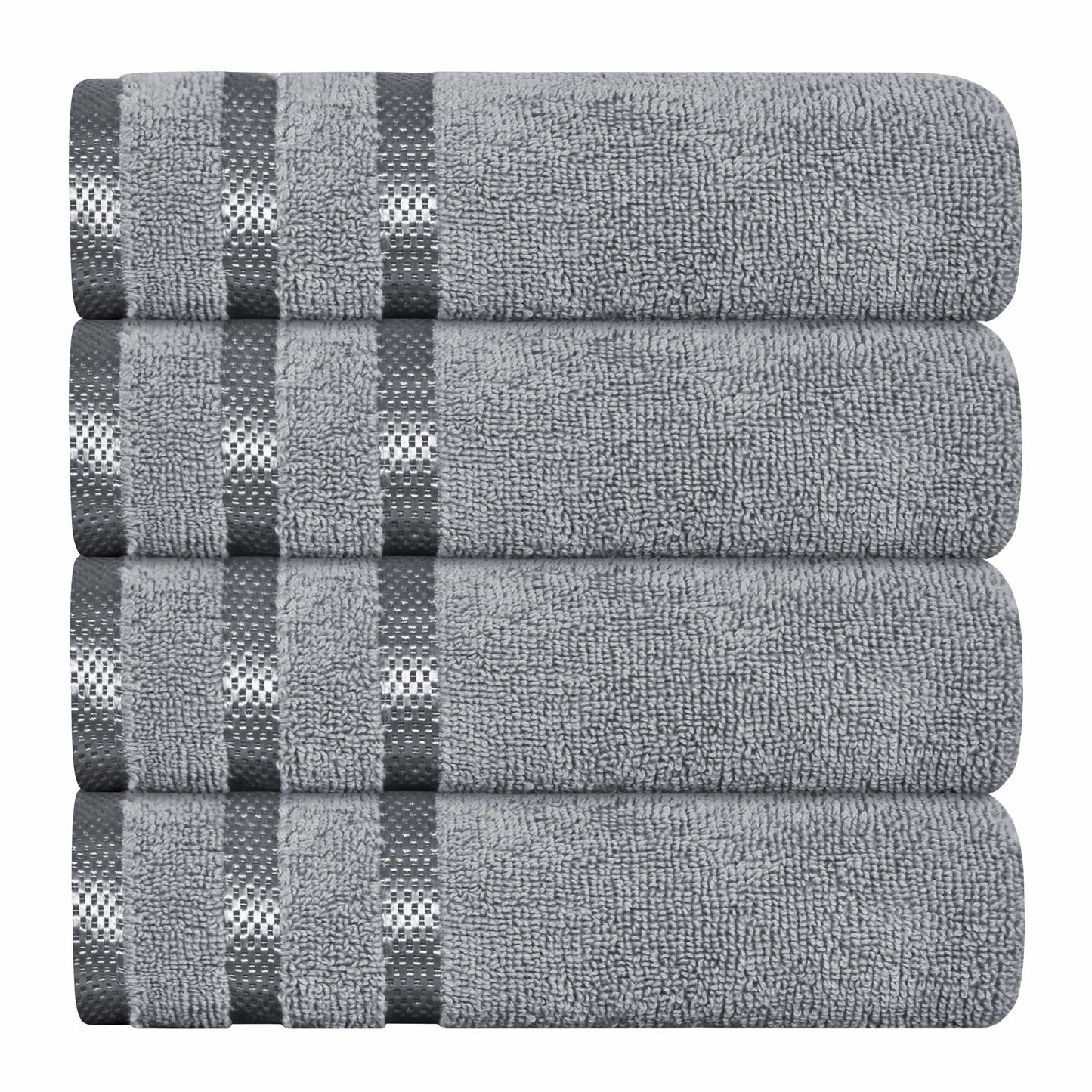 Belmont Viscose Stripe Silver Towels 100% Cotton Hotel Quality Super Absorbent 10 Piece Bale Set, 4 Hand Towel & 12 Face Cloths by OLIVIA ROCCO