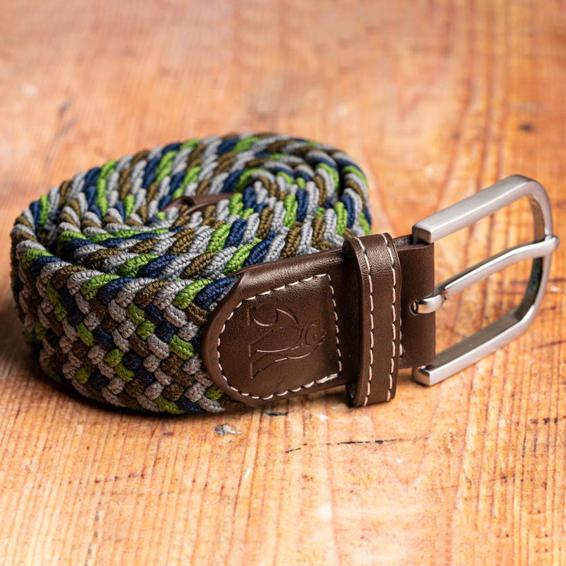 Woven Belt - Green / Blue Zigzag