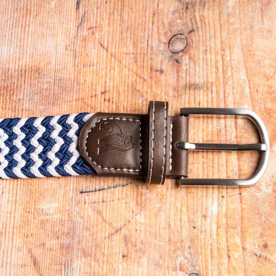 Woven Belt - Navy / White Zigzag
