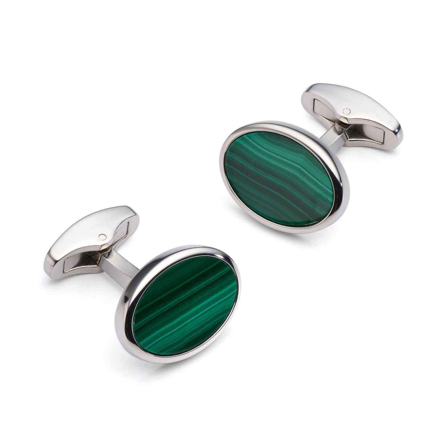 Malachite Cufflinks In Silver