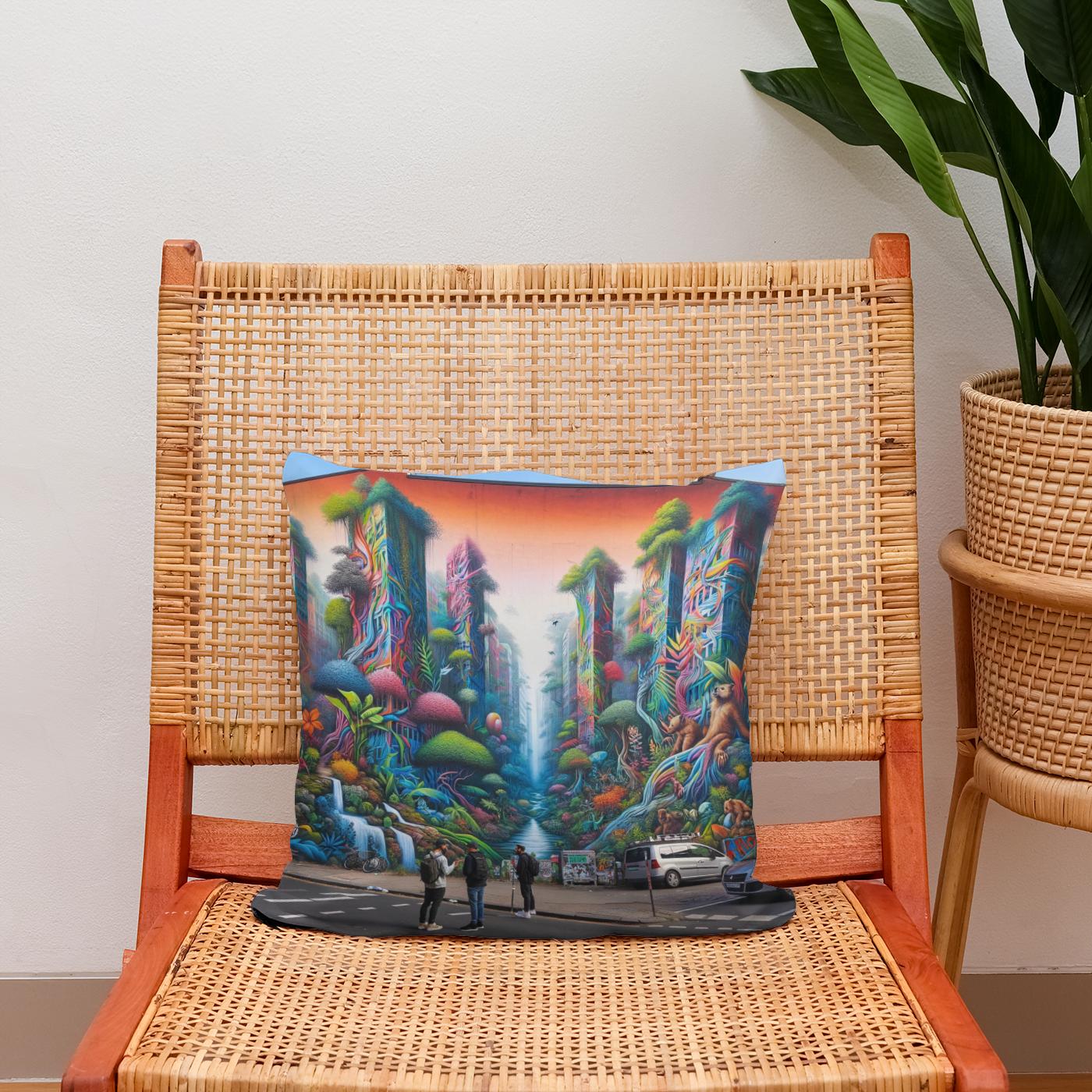 Jungle Mural Dialogue Cotton Cushion