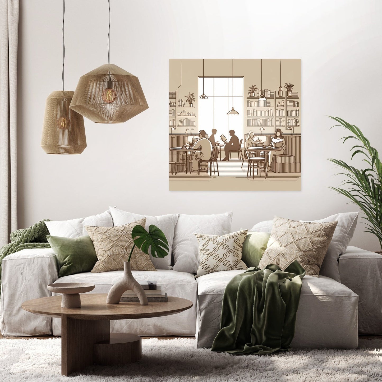 Literary Cafe in Muted Shades Canvas