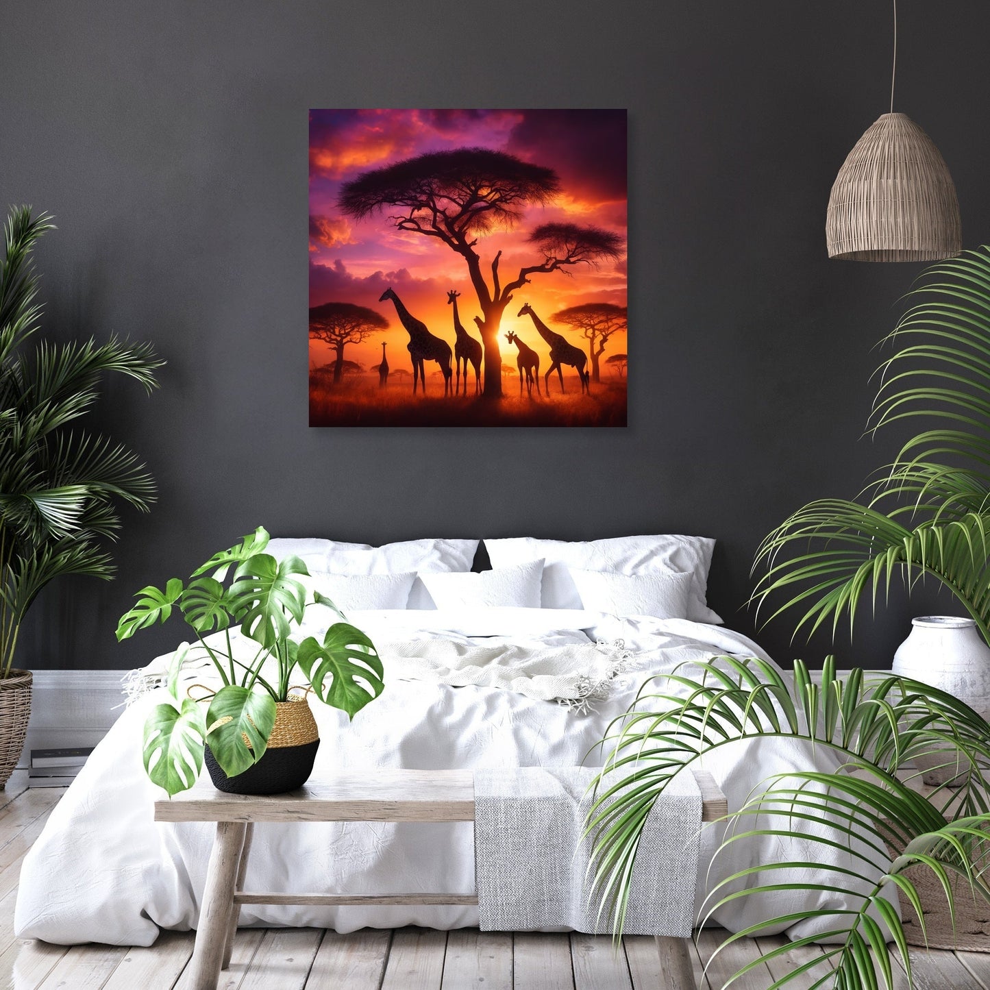 Sunset Giraffes Canvas