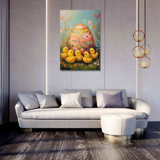 Curious Chicks Egg Canvas