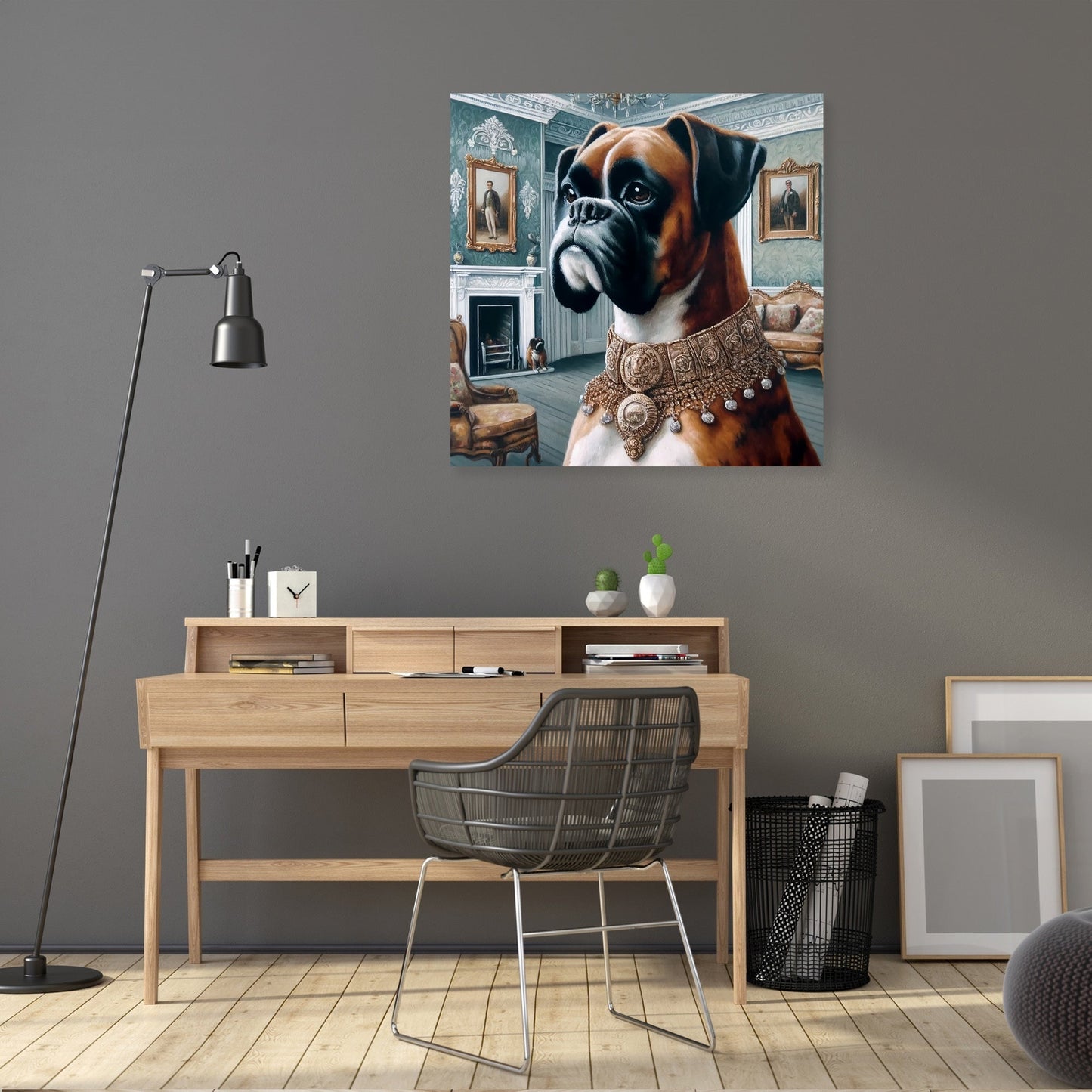 Guardian of the Manor Boxer Portrait Canvas