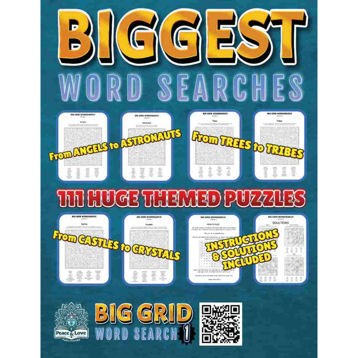 BIG GRID Word Search - 111 HUGE Themed Puzzles