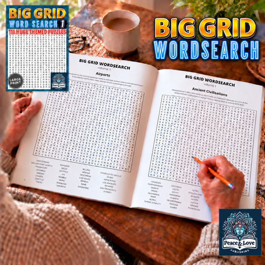 BIG GRID Word Search - 111 HUGE Themed Puzzles