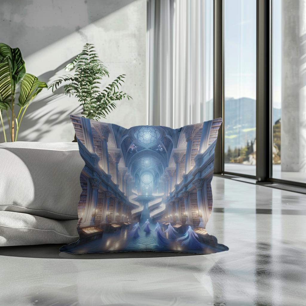 Mystic Elven Library Cotton Cushion