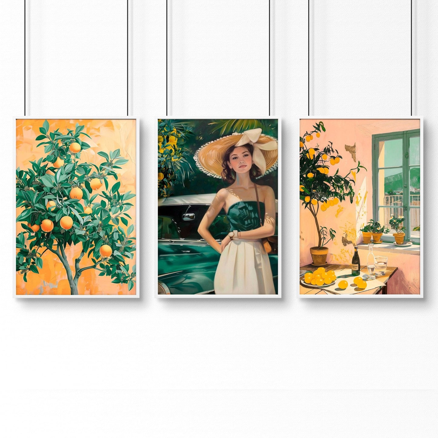 Big Canvas For Home Office | Set of 3 Italian Lifestyle Wall art Prints