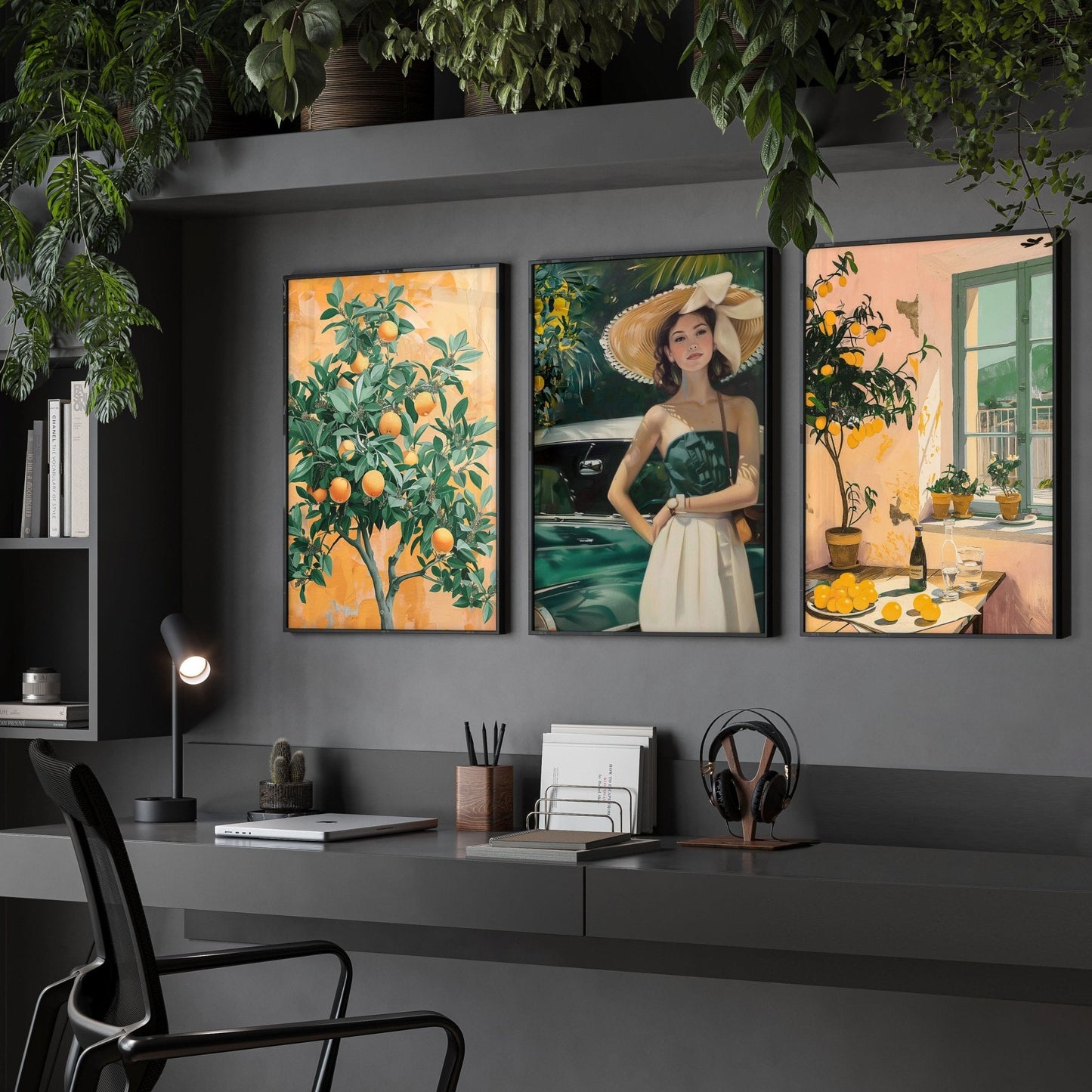 Big Canvas For Home Office | Set of 3 Italian Lifestyle Wall art Prints