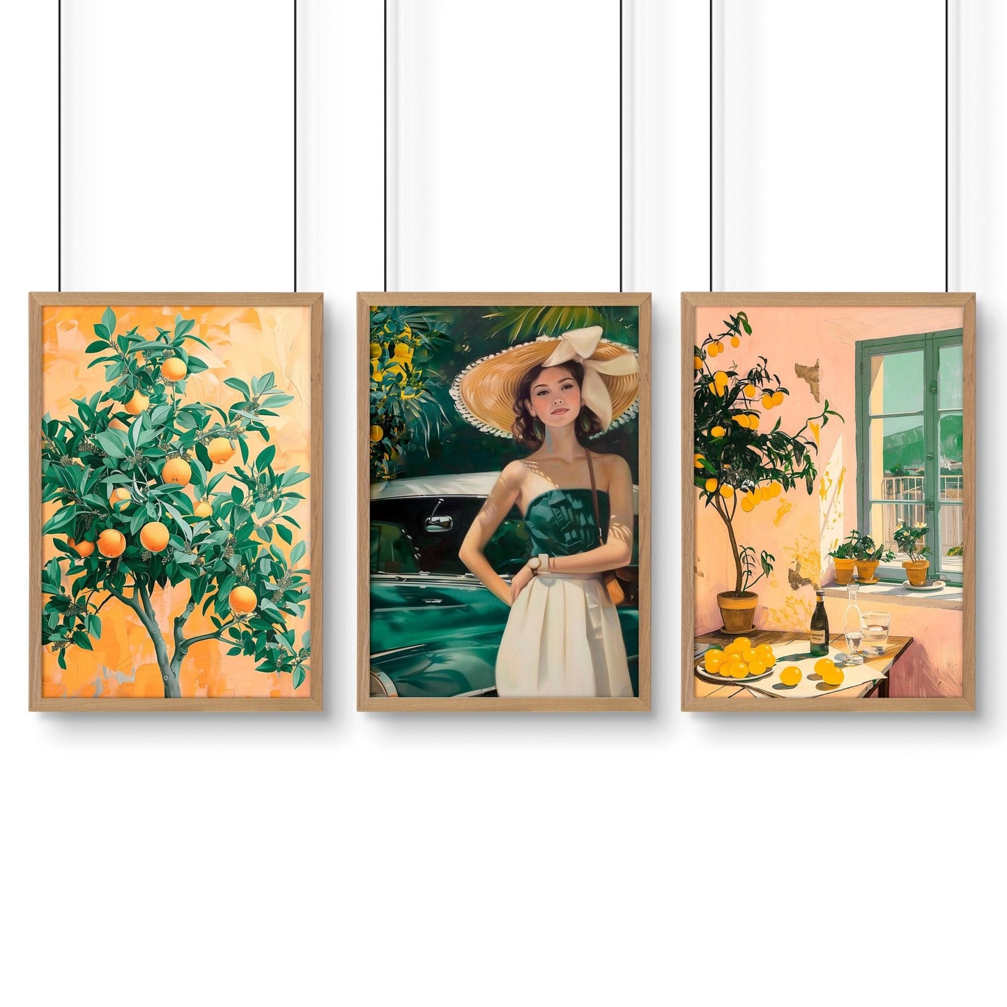 Big Canvas For Home Office | Set of 3 Italian Lifestyle Wall art Prints
