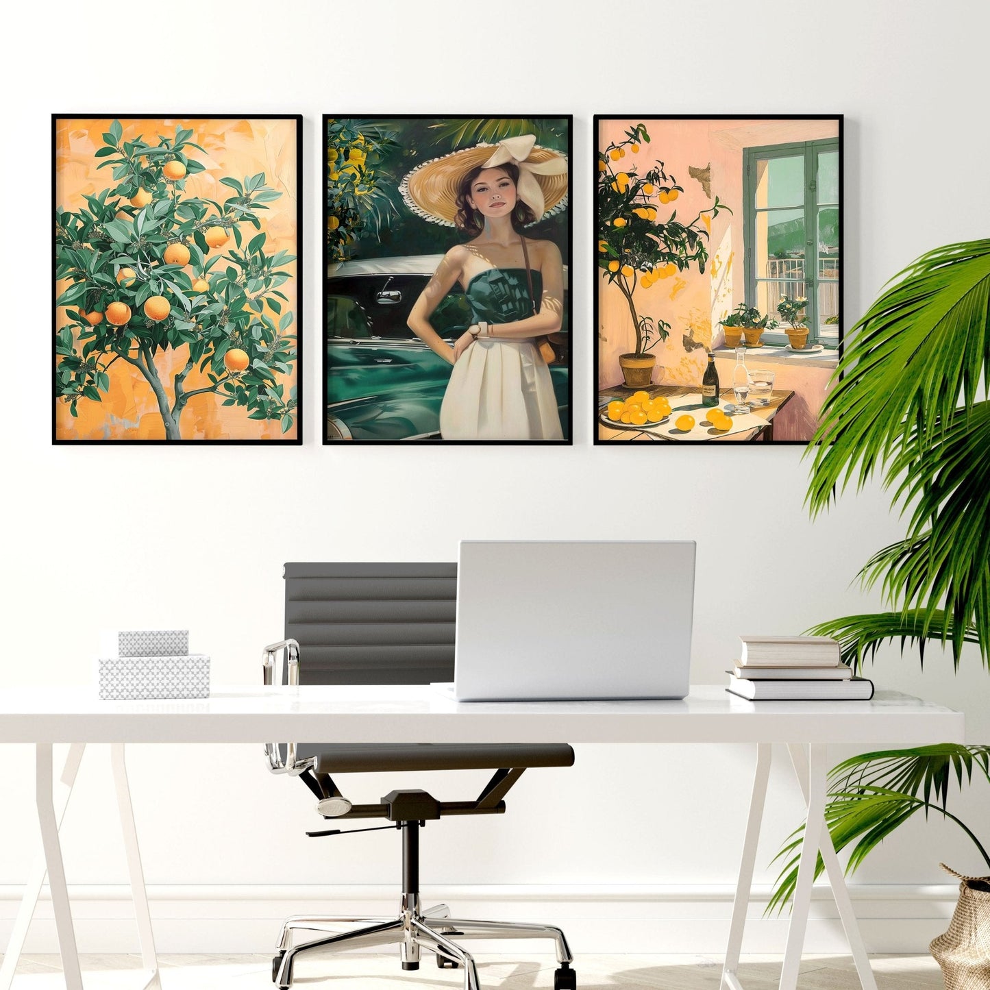 Big Canvas For Home Office | Set of 3 Italian Lifestyle Wall art Prints