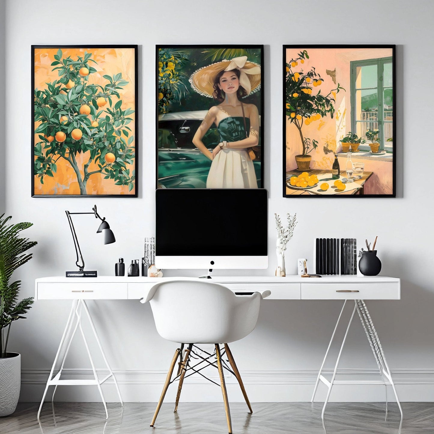 Big Canvas For Home Office | Set of 3 Italian Lifestyle Wall art Prints