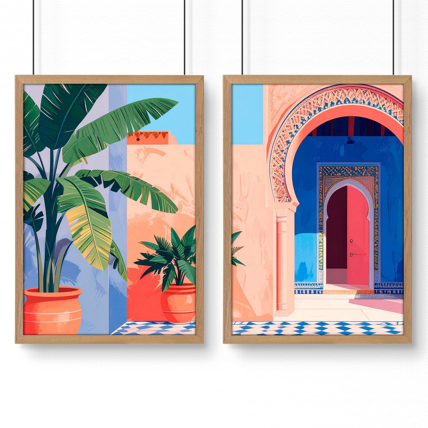 Big Framed Wall Art | Set of 2 Moroccan Inspired Wall art Prints