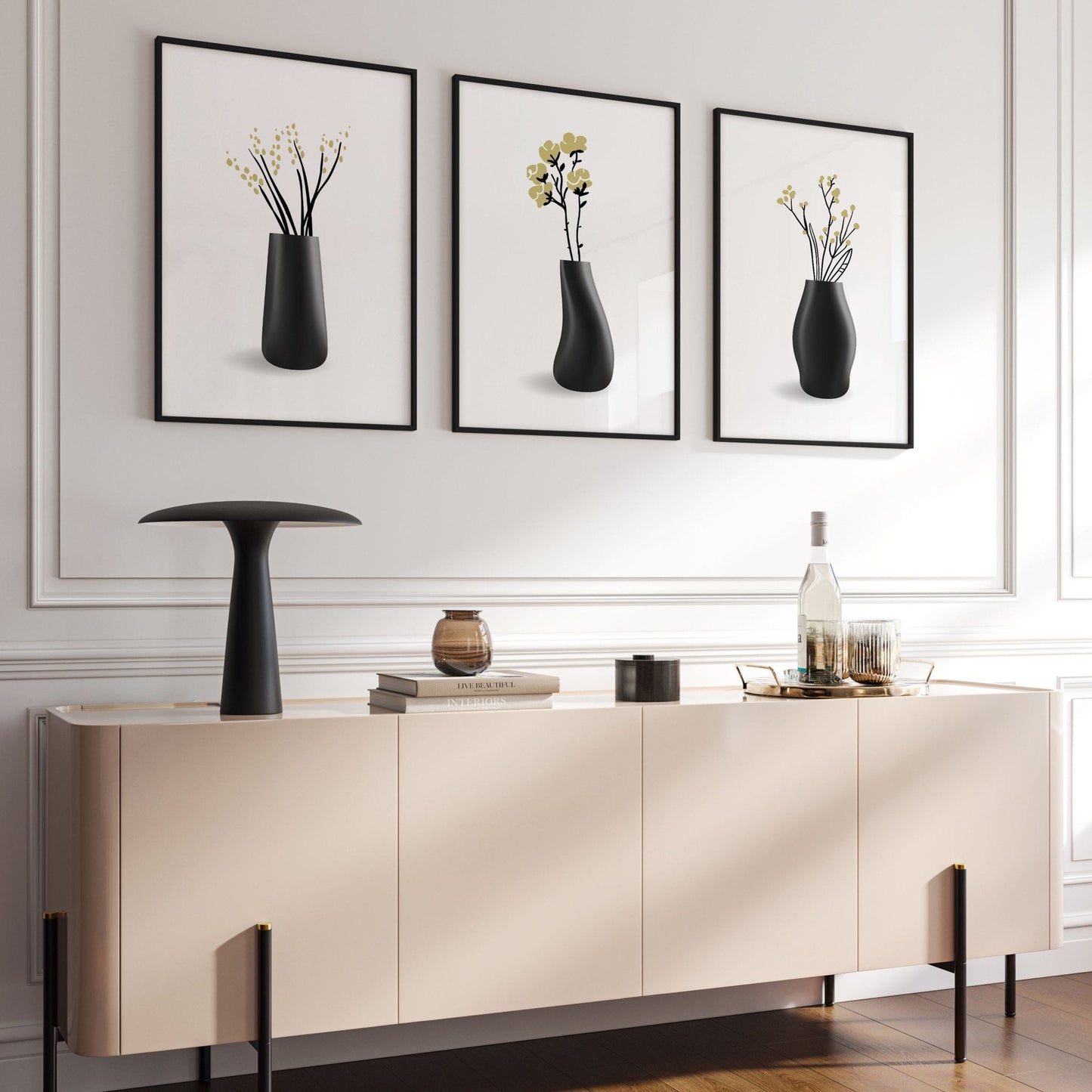 Big Paintings For Living Room | Set of 3 Botanical Wall art Prints