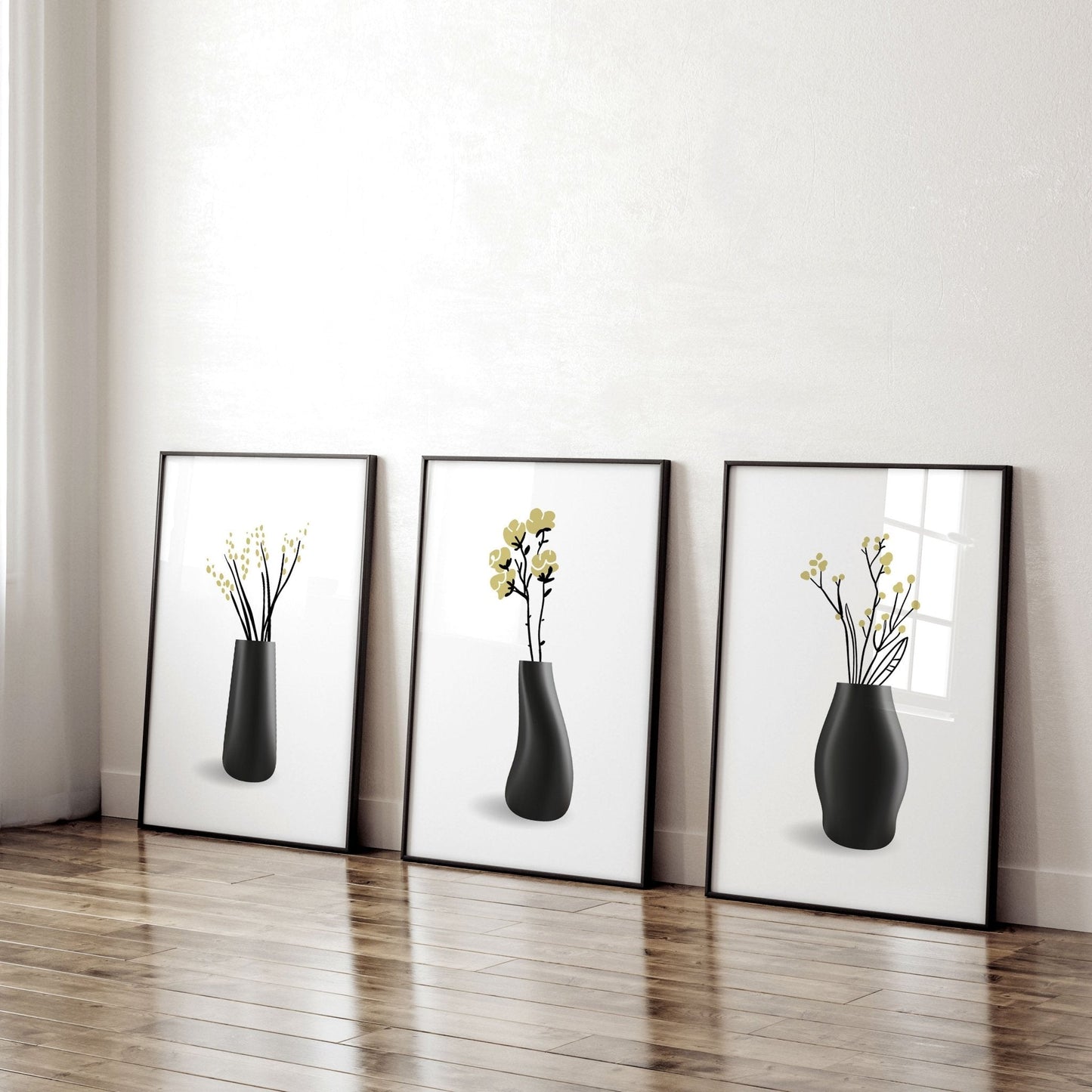 Big Paintings For Living Room | Set of 3 Botanical Wall art Prints