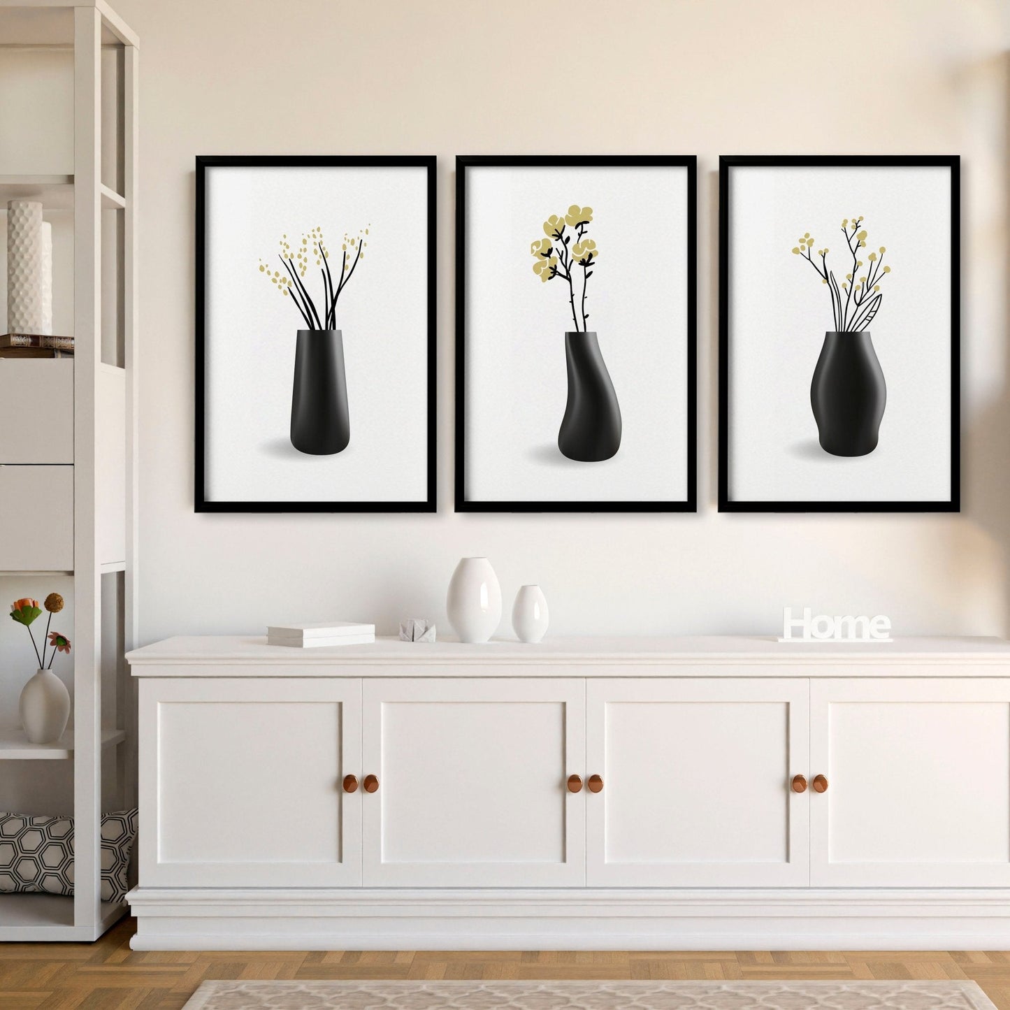 Big Paintings For Living Room | Set of 3 Botanical Wall art Prints