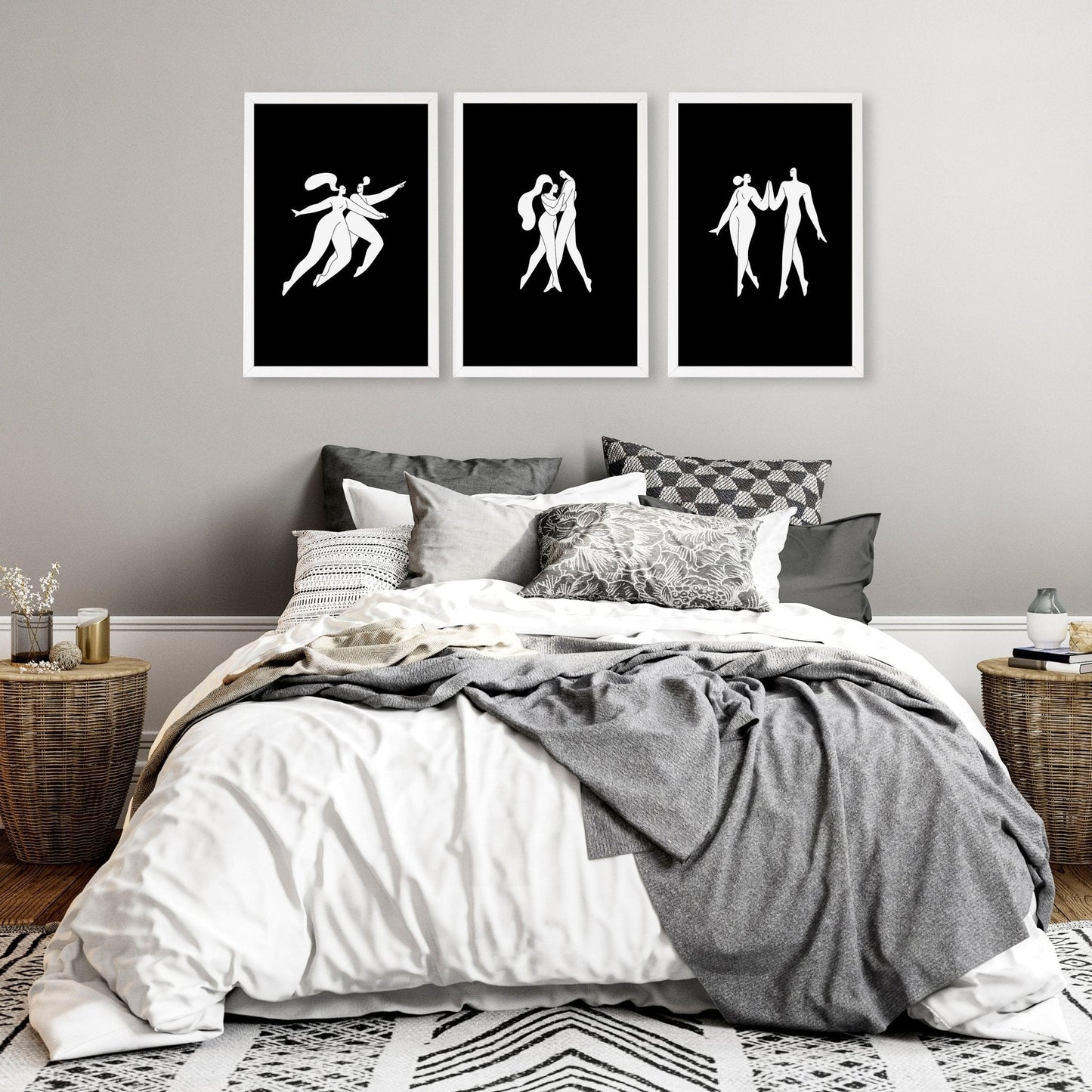Big Pictures For Bedroom | Set of 3 Minimalist Wall art Prints