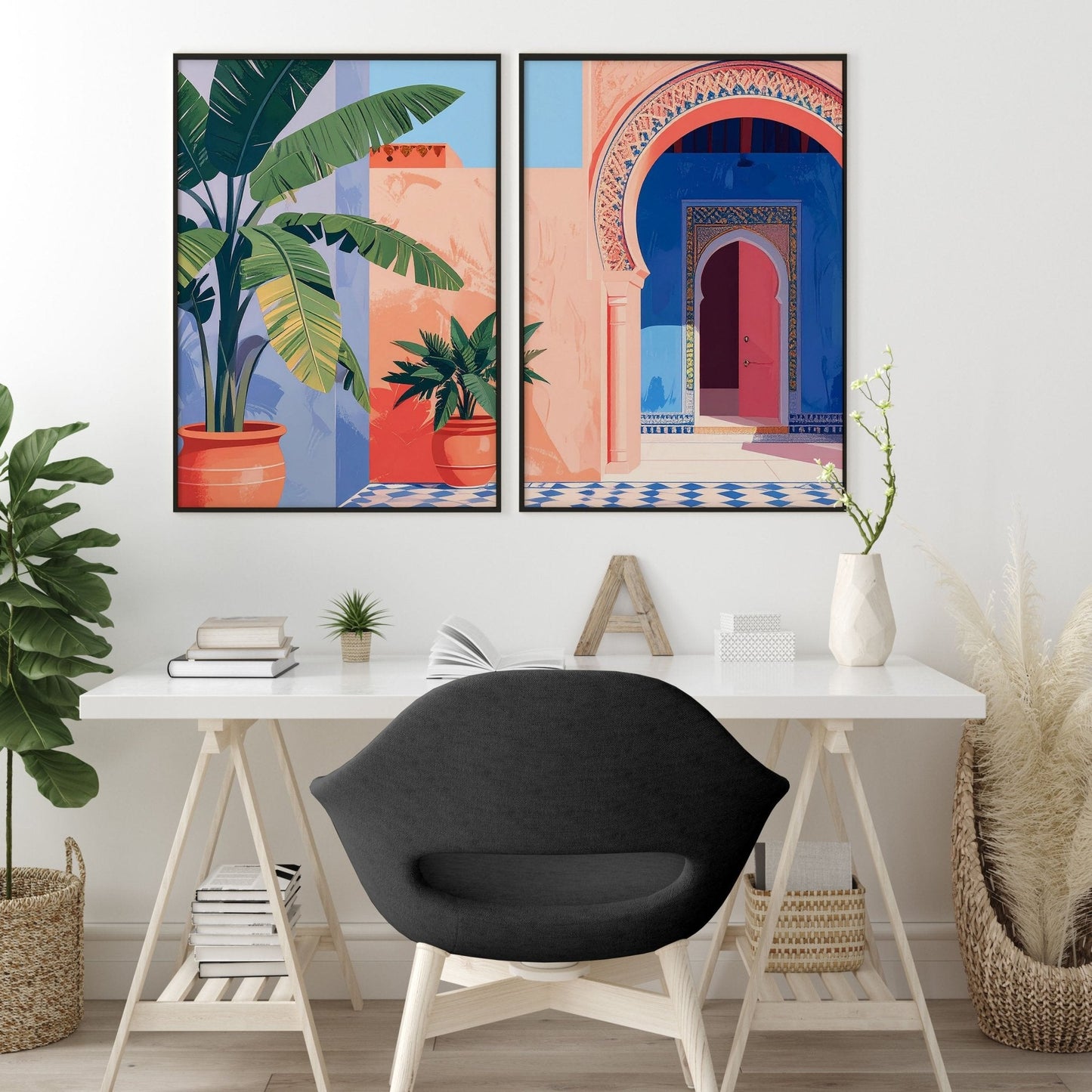 Big Prints For Walls | Set of 2 Moroccan Inspired Wall art Prints