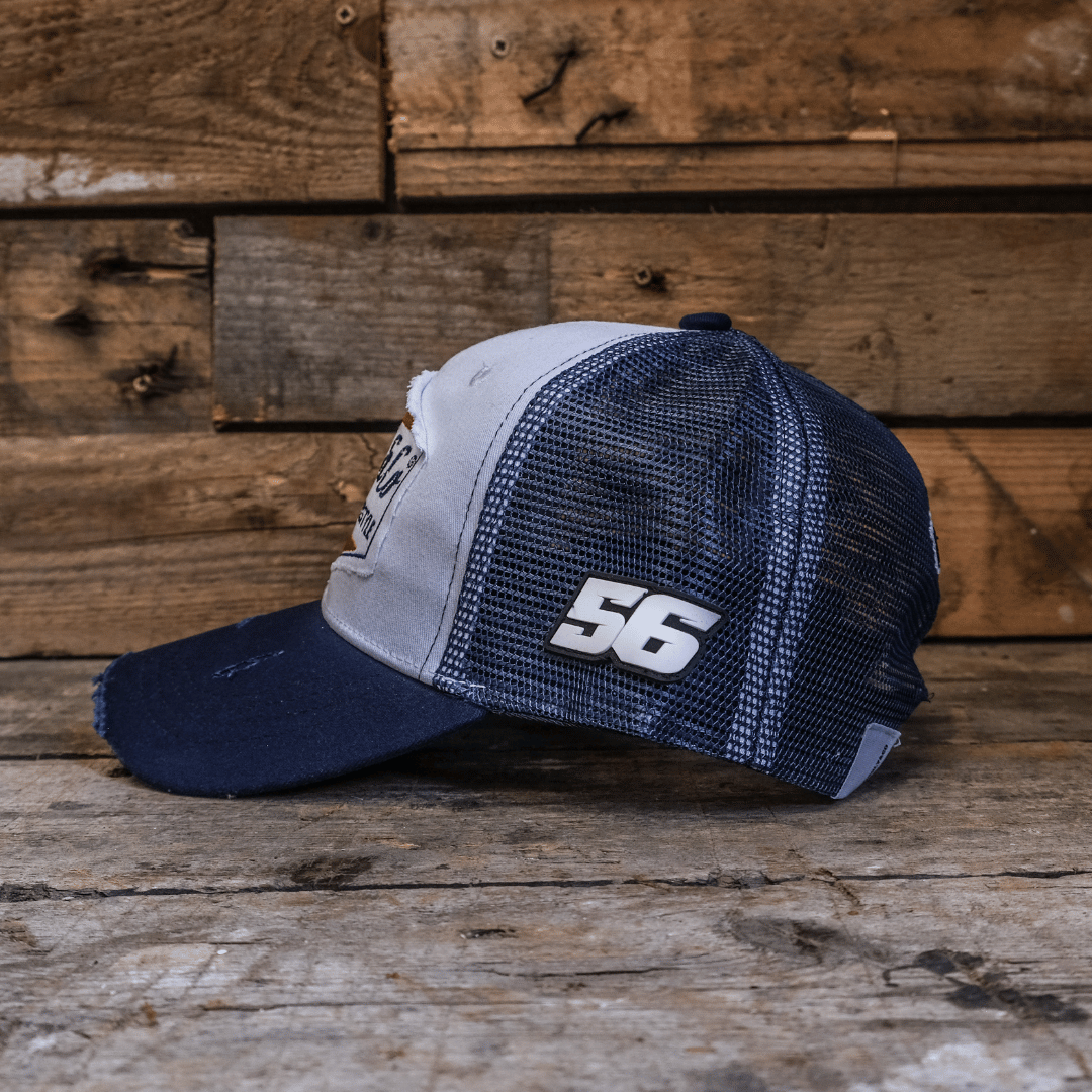 Navy Blue & White Diamond Trucker Hat
