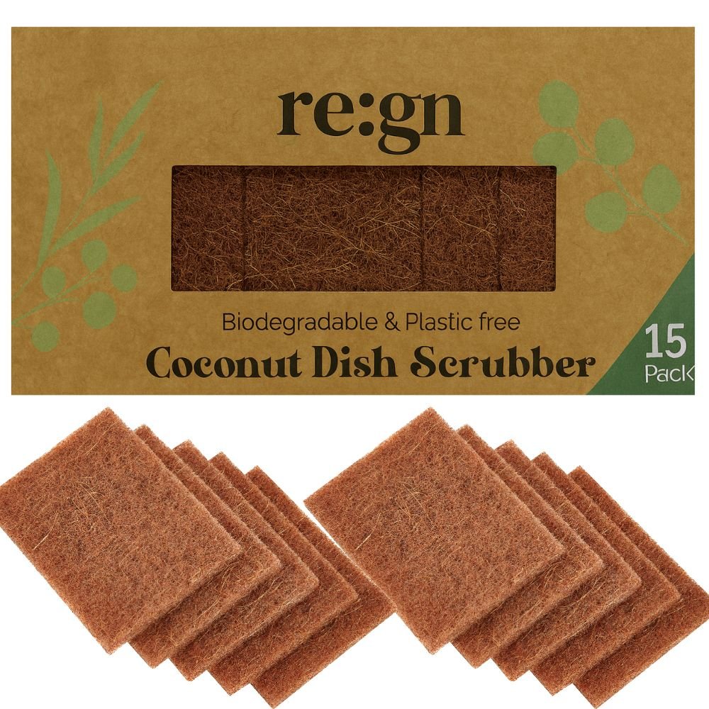 Coconut Kitchen Scourers – Biodegradable & Plastic-Free Cleaning Pads (5 Pack or 15 Pack)