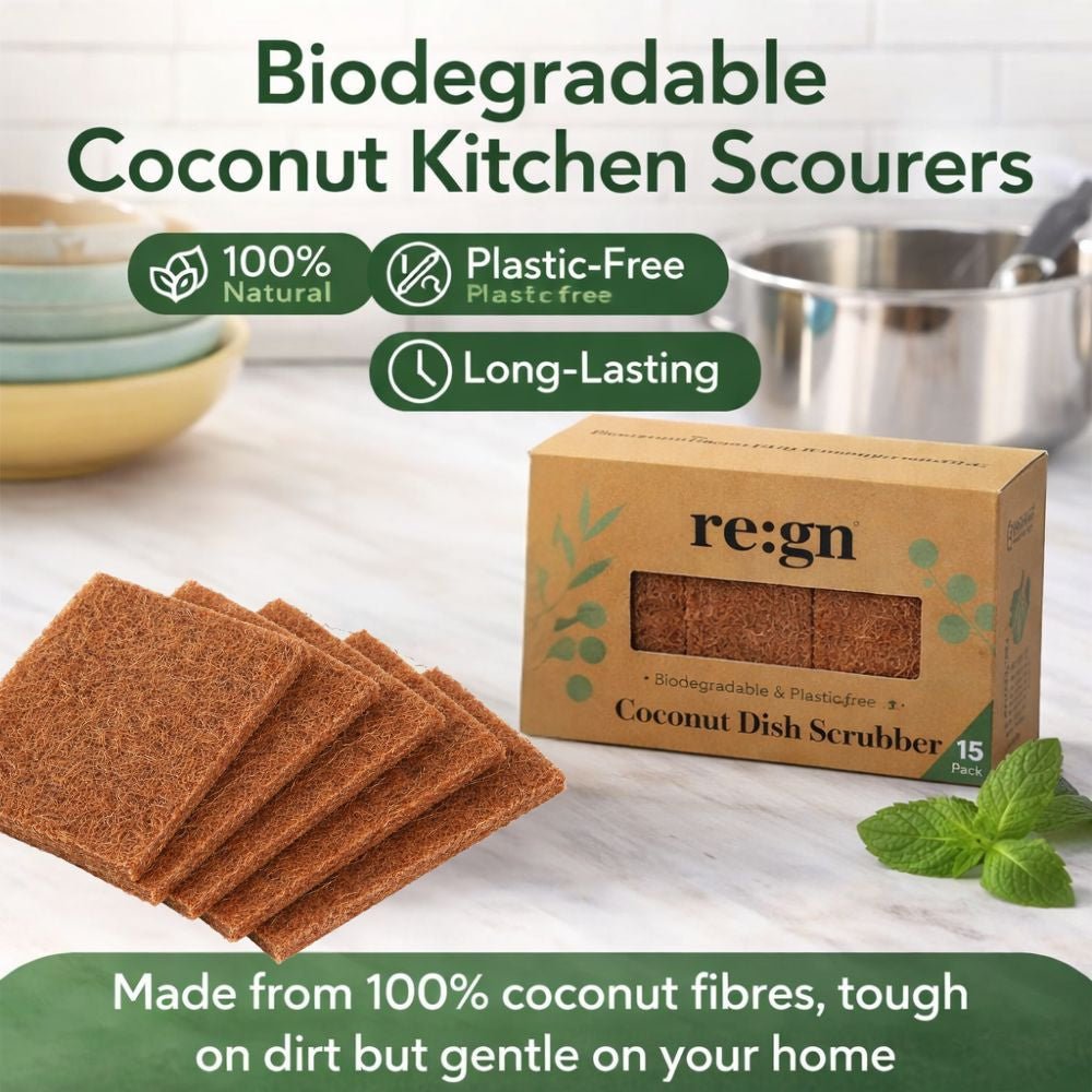 Coconut Kitchen Scourers – Biodegradable & Plastic-Free Cleaning Pads (5 Pack or 15 Pack)