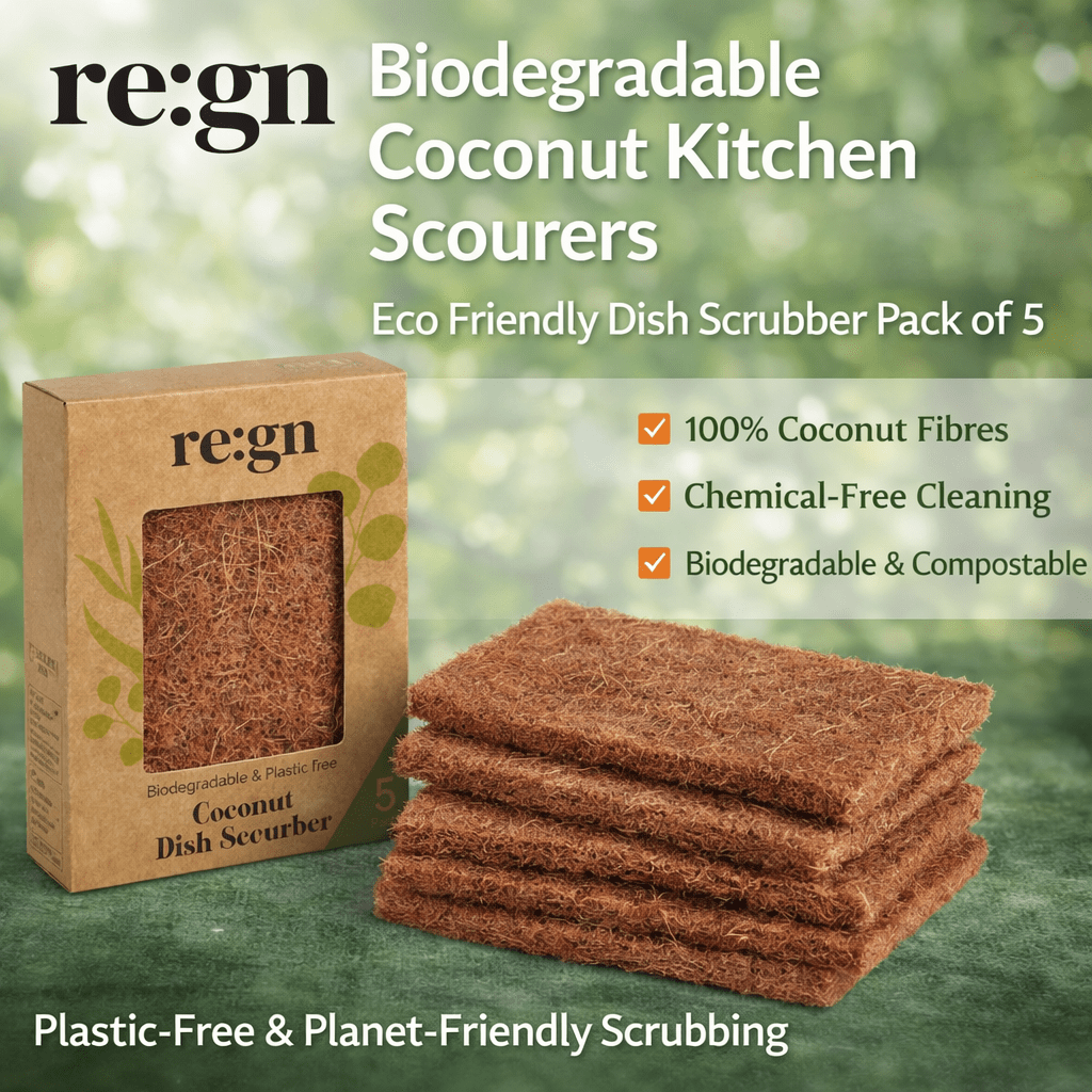 Coconut Kitchen Scourers – Biodegradable & Plastic-Free Cleaning Pads (5 Pack or 15 Pack)