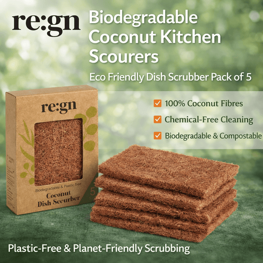 Coconut Kitchen Scourers – Biodegradable & Plastic-Free Cleaning Pads (5 Pack or 15 Pack)