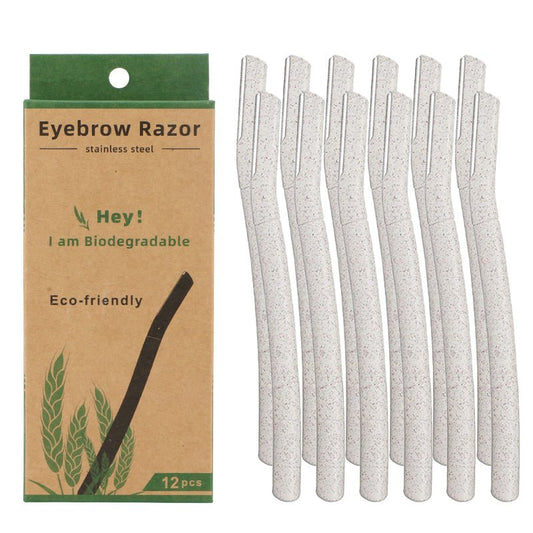 Biodegradable Eco Friendly Eyebrow Razors - Wheat Straw Razor Blades, 12 Pack