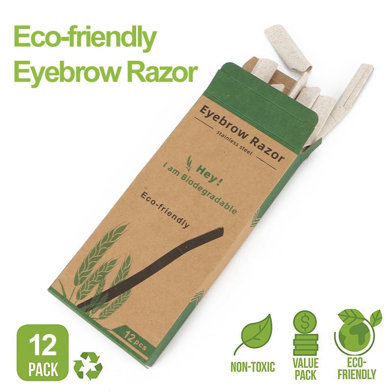 Biodegradable Eco Friendly Eyebrow Razors - Wheat Straw Razor Blades, 12 Pack
