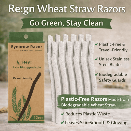 Biodegradable Eco Friendly Eyebrow Razors - Wheat Straw Razor Blades, 12 Pack