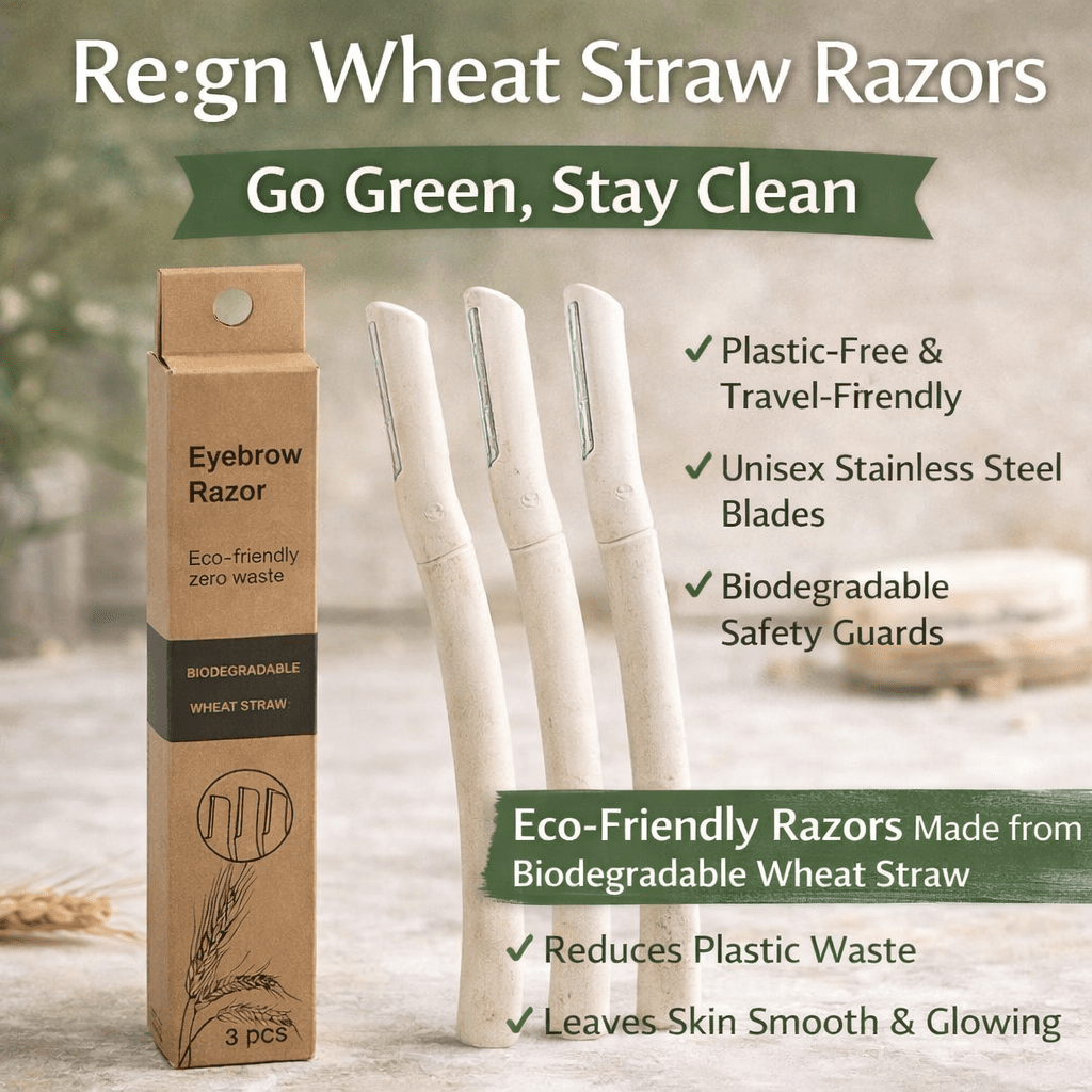 Biodegradable Eco Friendly Eyebrow Razors - Wheat Straw Razor Blades, 3 Pack