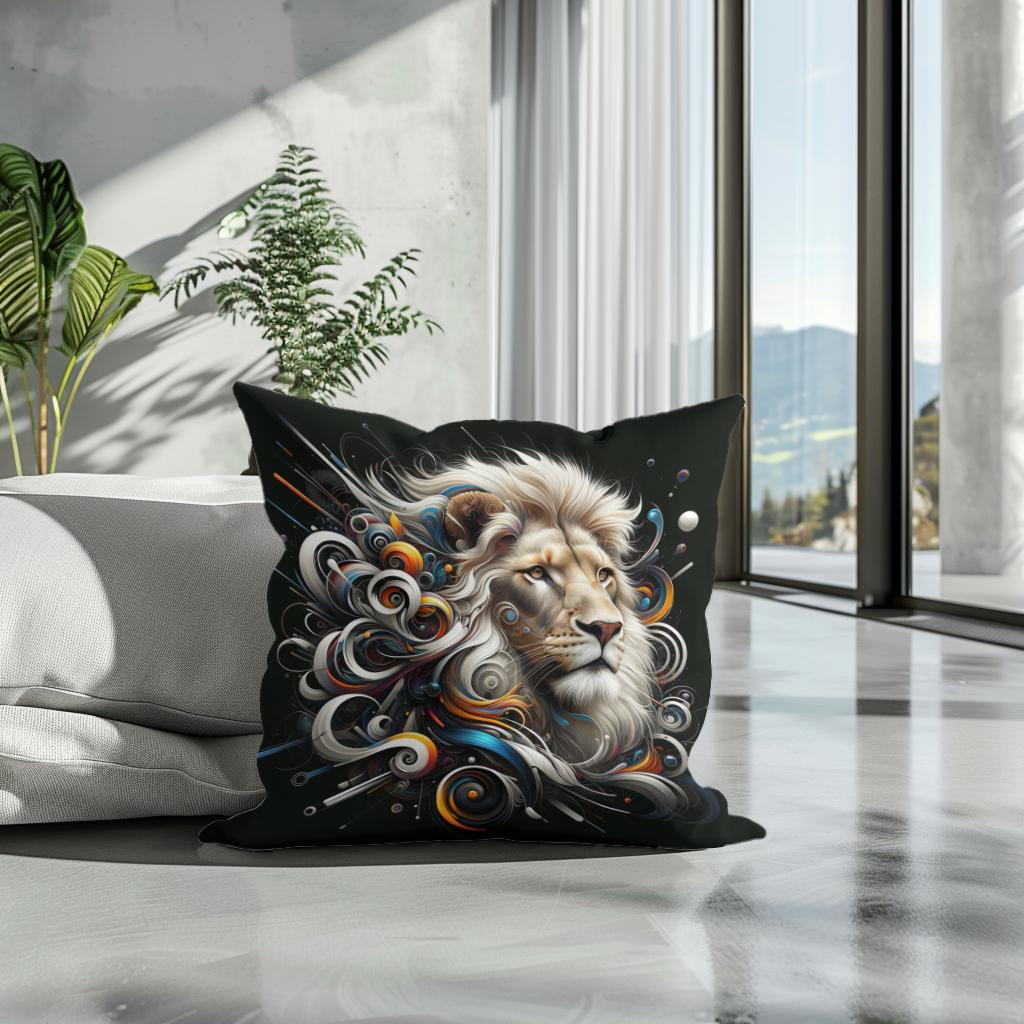 Lion's Abstract Majesty Cotton Cushion