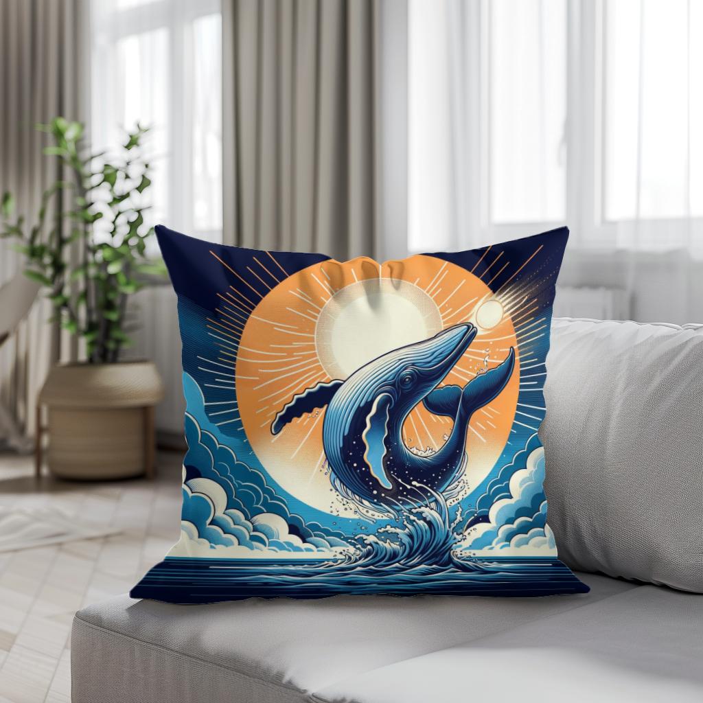 Whale's Cosmic Volley Cotton Cushion