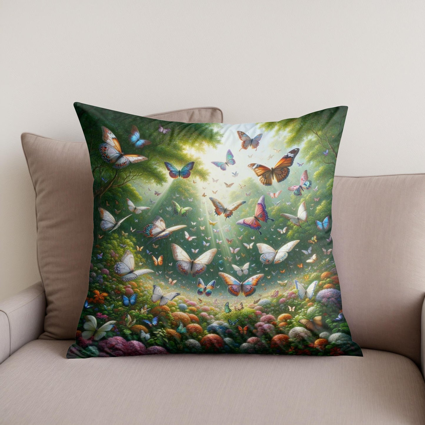 Butterfly Garden Dance Cotton Cushion