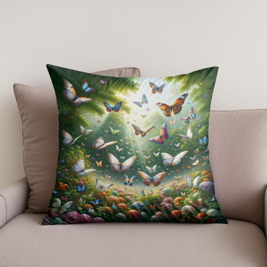 Butterfly Garden Dance Cotton Cushion