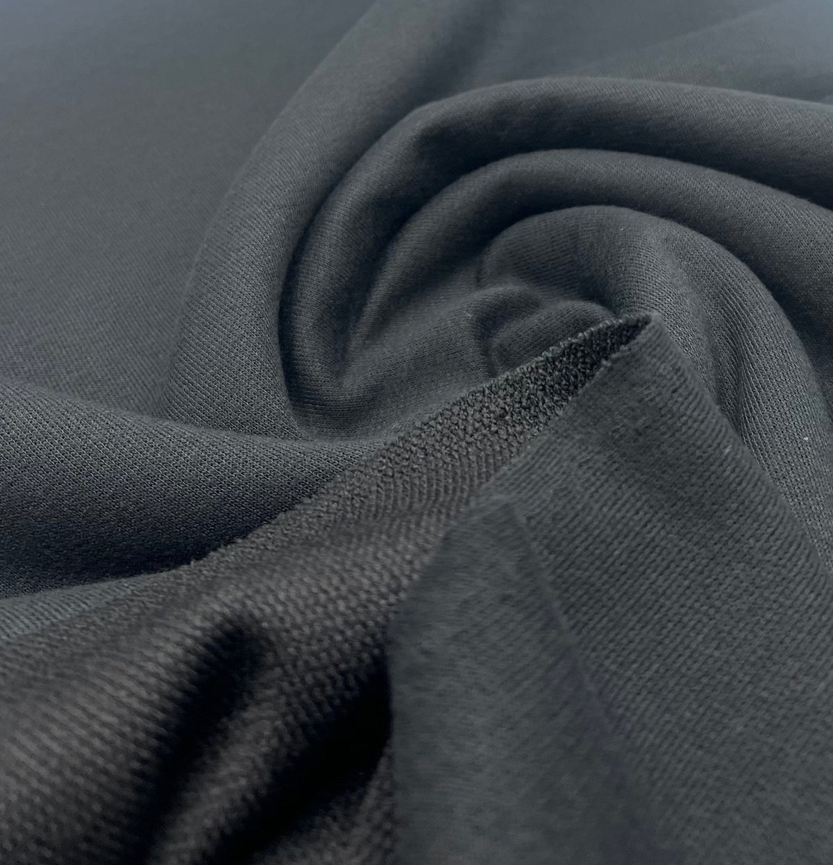 Black 235GSM Poly French Terry Loopback Fabric