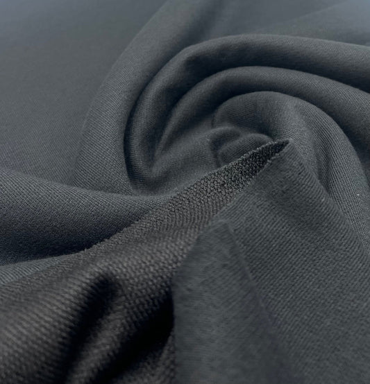 Black 235GSM Poly French Terry Loopback Fabric